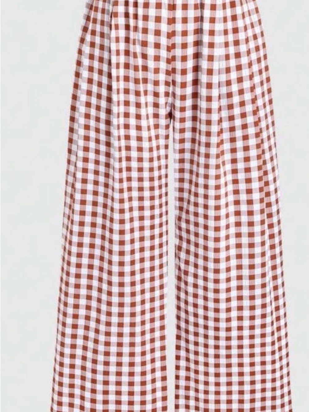 Wide Leg Gingham Pants in Brown/White - Picture 6 of 6